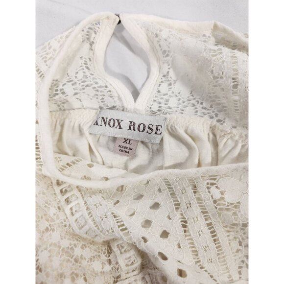 Knox Rose Womens Top Hi Low Cream Boho Lace Whimsy Fairycore XL - Picture 8 of 11
